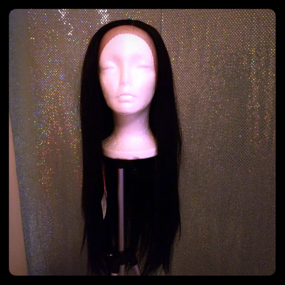 Dark brown Straight lacefront Synthetic wig